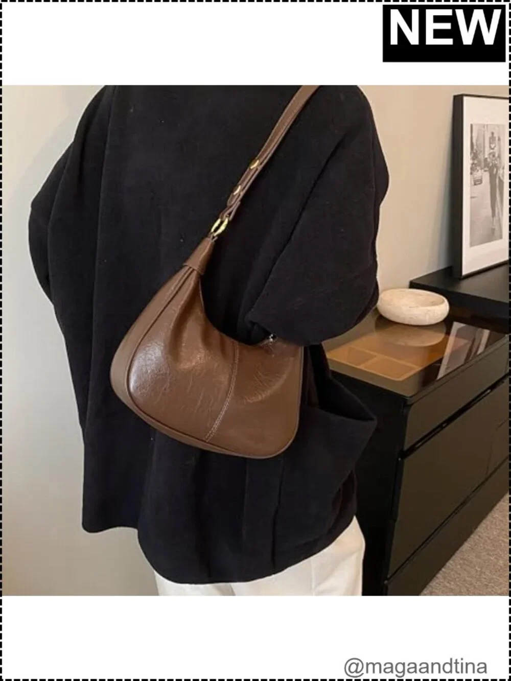 Small Hobo Bag Women Faux Leather Crescent Crossbody Shoulder Purse